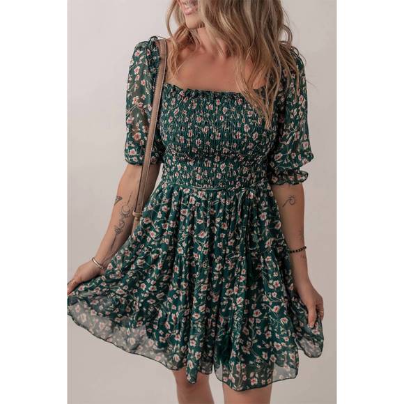 LITTLE DAISY CLOSET Dresses & Skirts - NEW LITTLE DAISY CLOSET floral mesh overlay square neck ruffle mini dress in dar